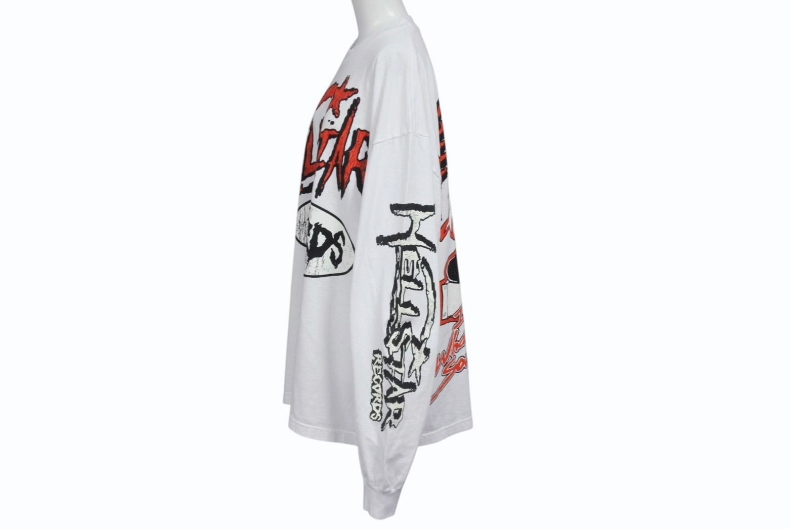 新品未使用 HELLSTAR ヘルスター RECORDS レコーズ 長袖Tシャツ サイズXL マルチプリント ホワイト ブラック レッド 中古 4b004843 新品未使用 HELLSTAR ヘルスター RECORDS レコーズ 長袖Tシャツ