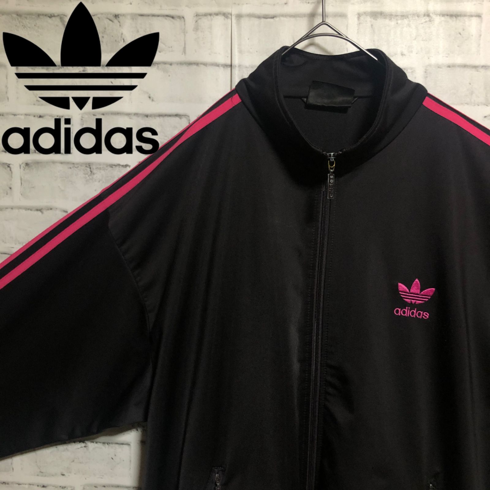 希少3XL黒ピンク⭐️80s adidas トラックジャケット/ジャージ