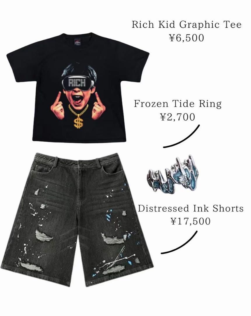 ninety-nine Distressed Ink Shorts