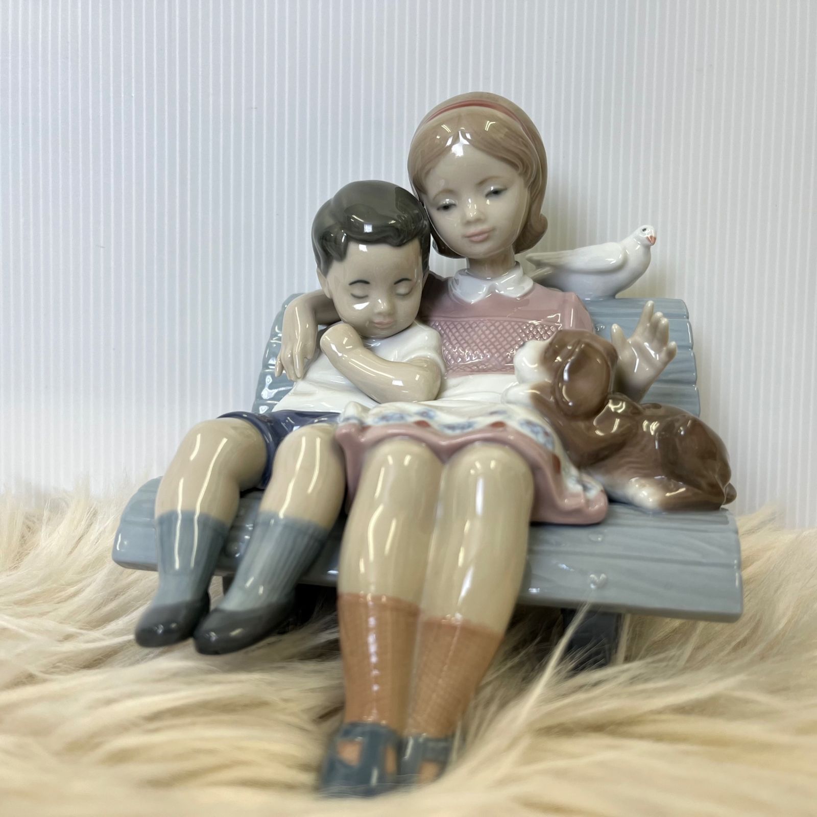 〈美品〉LLADRO リヤドロ　やすらぎ　姉弟　子犬