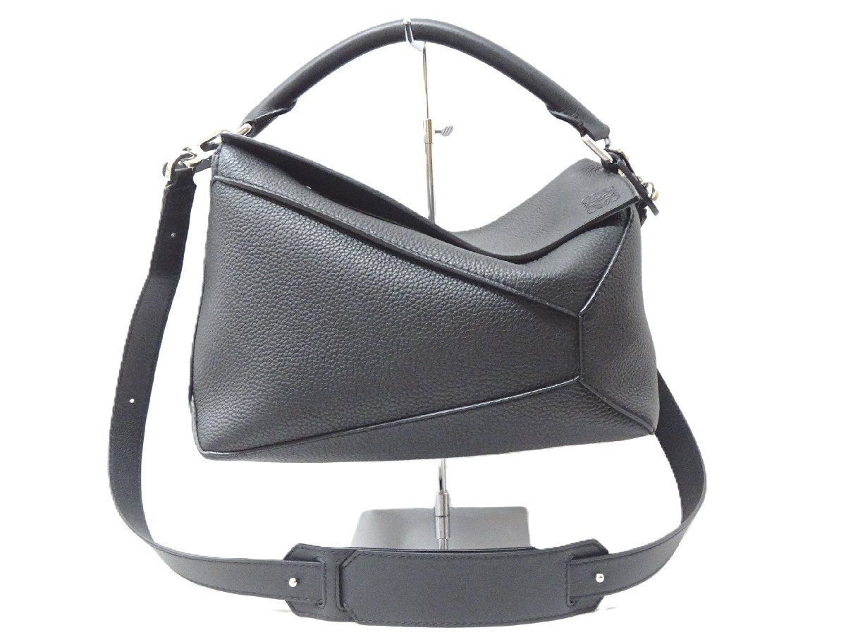 希少】美品ロエベパズルメッセンジャーショルダーシボ革ブラック