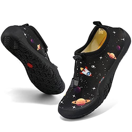 ブラック/宇宙_19.5~20.5 cm E [KVbaby] ウォーターシューズ スイムシューズ マリンシューズ キッズ シュノーケリング アクアシューズ ピーチシューズ アウトドア 水泳 水陸両用 軽量 速乾 滑り止
