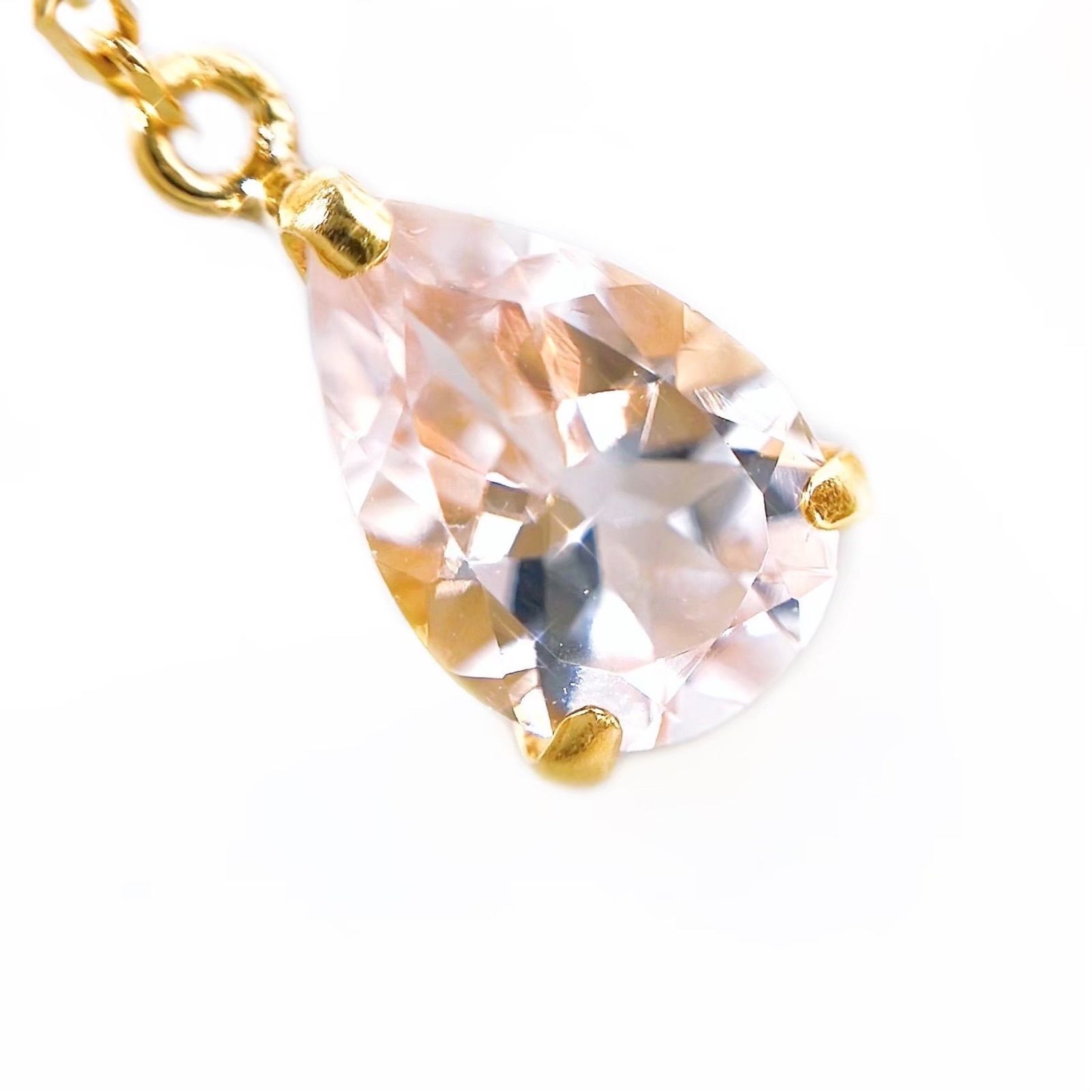 k18yg モルガナイト ピアス 18金イエローゴールド 4月誕生石 桜 ピンク 桃 雫 ドロップ 揺れる 透明感 宝石 小粒 スタッド しずく ジュエリー 春 スプリング サクラ さくら パステル シンプル 母の日 クリスマス お祝い ご褒美 成人