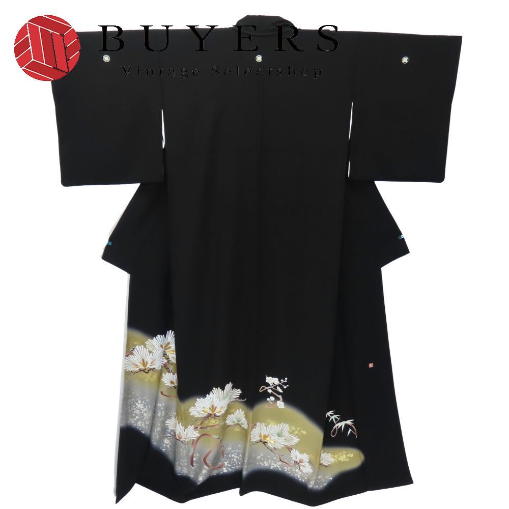 留袖 黒留袖 金駒刺繍 金彩 正絹 金銀糸除く ブラック ホワイト ゴールド シルバー 結婚式 正礼装 比翼付き 和装 呉服 和服 きもの レディース 女性