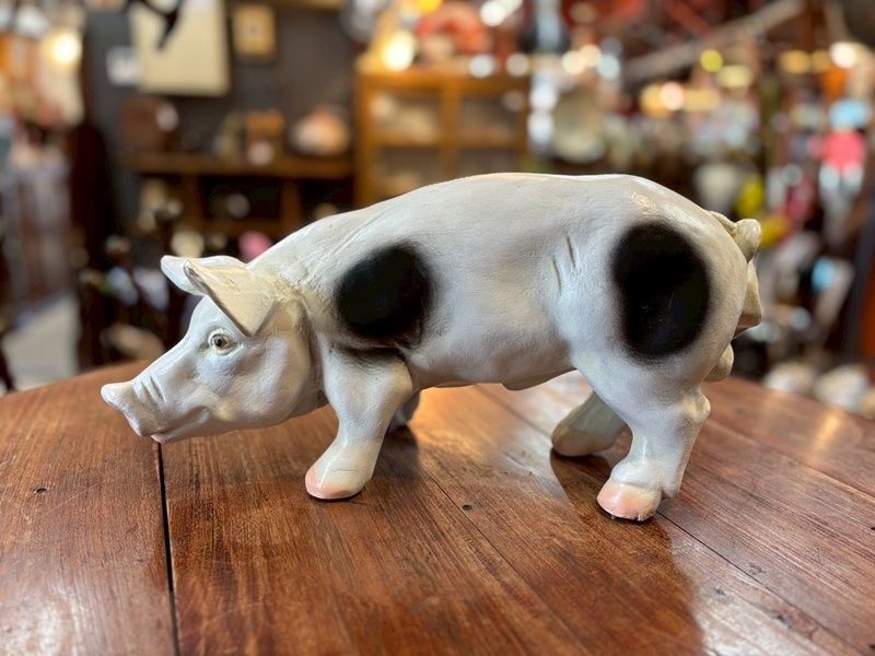 ロイズアンティークス ブタ オブジェ 約40cm PIG ピッグ 豚 白黒 ブチ