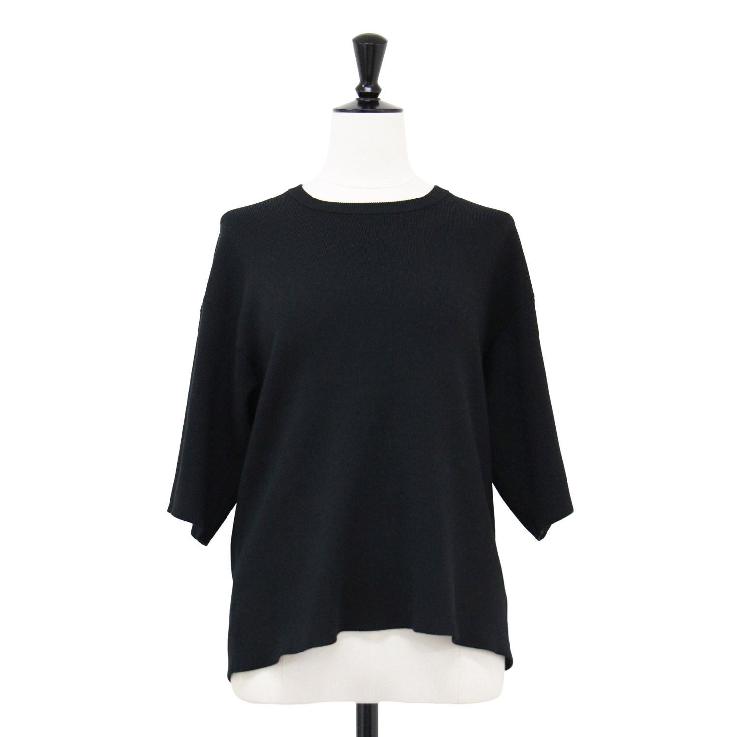 Plage プラージュ ニット ブラック 黒 サイズ | 22秋冬 ニット Tシャツ | プルオーバー クルーネック 半袖 リブ編み | トップス レディース