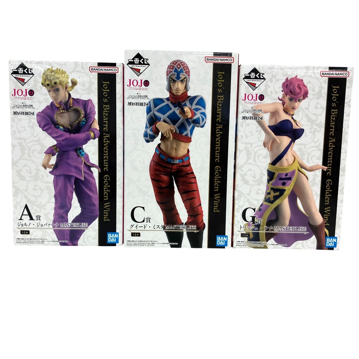 一番くじ ジョジョの奇妙な冒険 GOLDEN WIND A賞 C賞 G賞 3点まとめ ジョルノ ジョバァーナ 他 開封品 フィギュア ジャンク K9996325