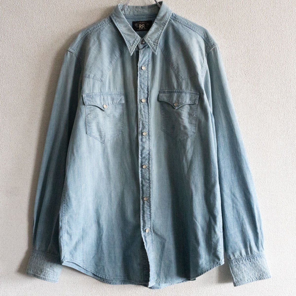 RRL インディゴ バッファロー ダンガリー ウエスタンシャツ L ダブルアールエル コンチョボタン 25060725