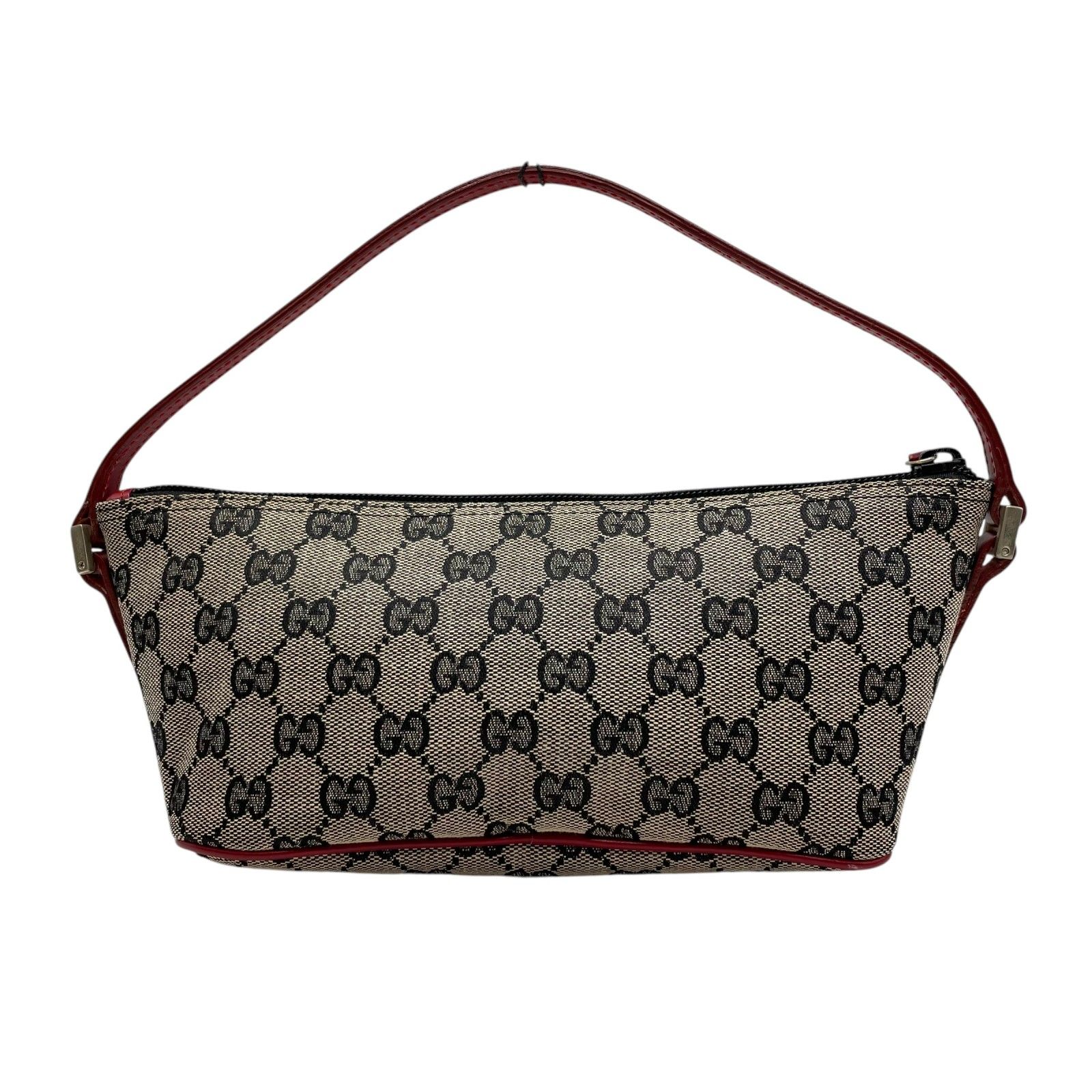 GUCCI グレー キャンバスポーチ バイカラー スモール ポーチブラック GGスプリーム キャンバス