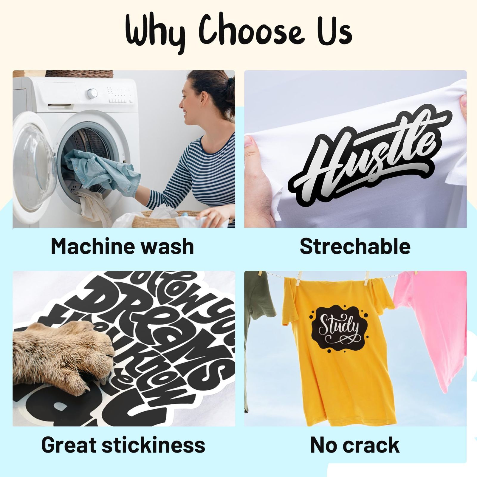 在庫処分 Tシャツ ズボン 枕 バッグ その他日常のDIYやユニフォームに使用できる ホワイト 約30cm×760cm 洗濯に強い PU素材DIY用 熱転写シート 艶ありホワイト アイロンプリントシート JAVIGA