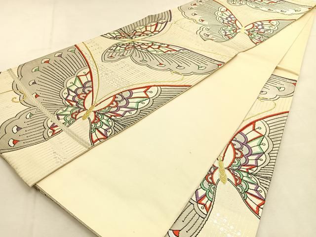 平和屋着物◎六通柄袋帯 唐織 舞蝶文 金銀糸 正絹 逸品
