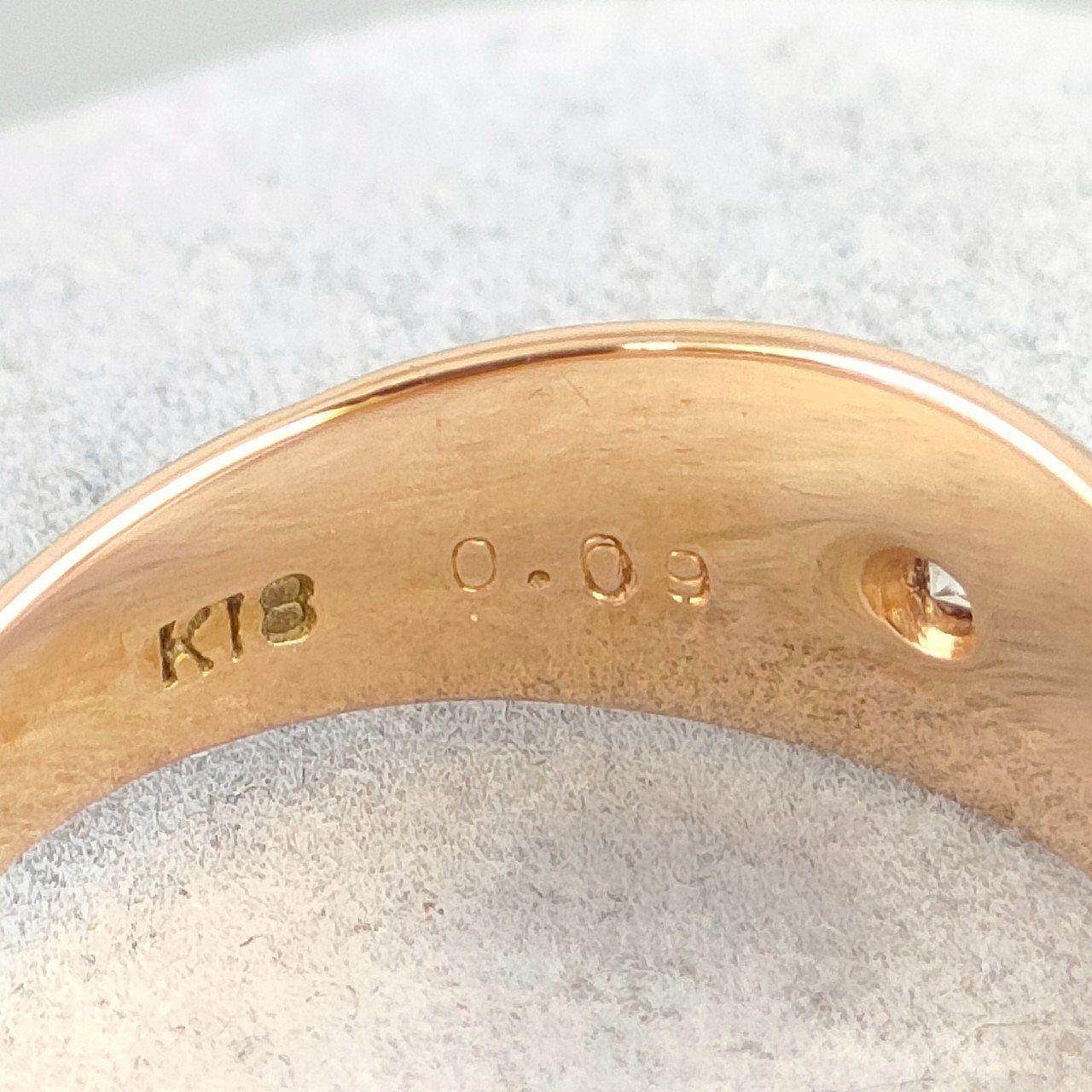 K18彫金リング 18金 K18 男女兼用 造幣局 彫金 ダイヤリング 彫金 3.91g 9号