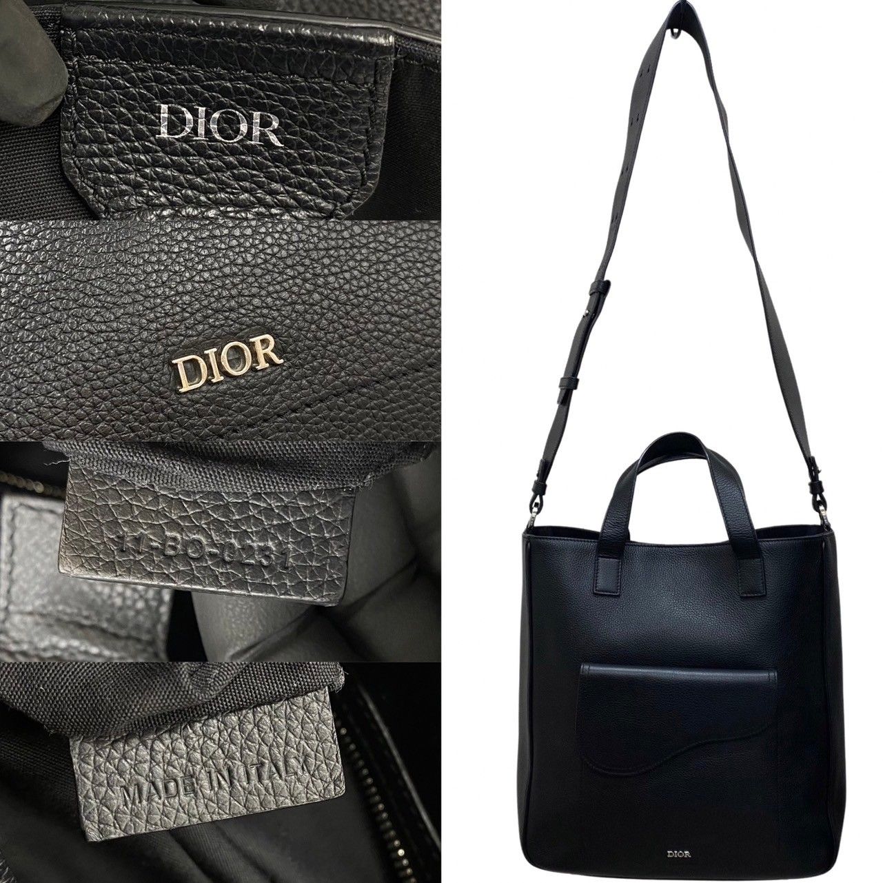 極 美品 レア Christian Dior ディオール ロゴ 金具 サドルトート  