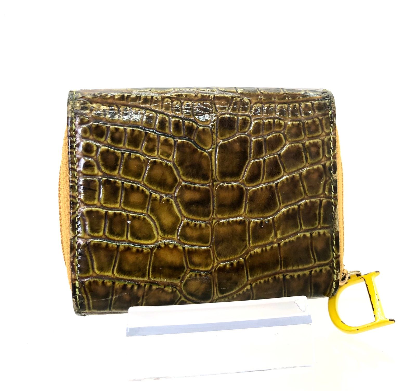 □希少□Christian Dior クリスチャンディオール クロコ型押しレザー 