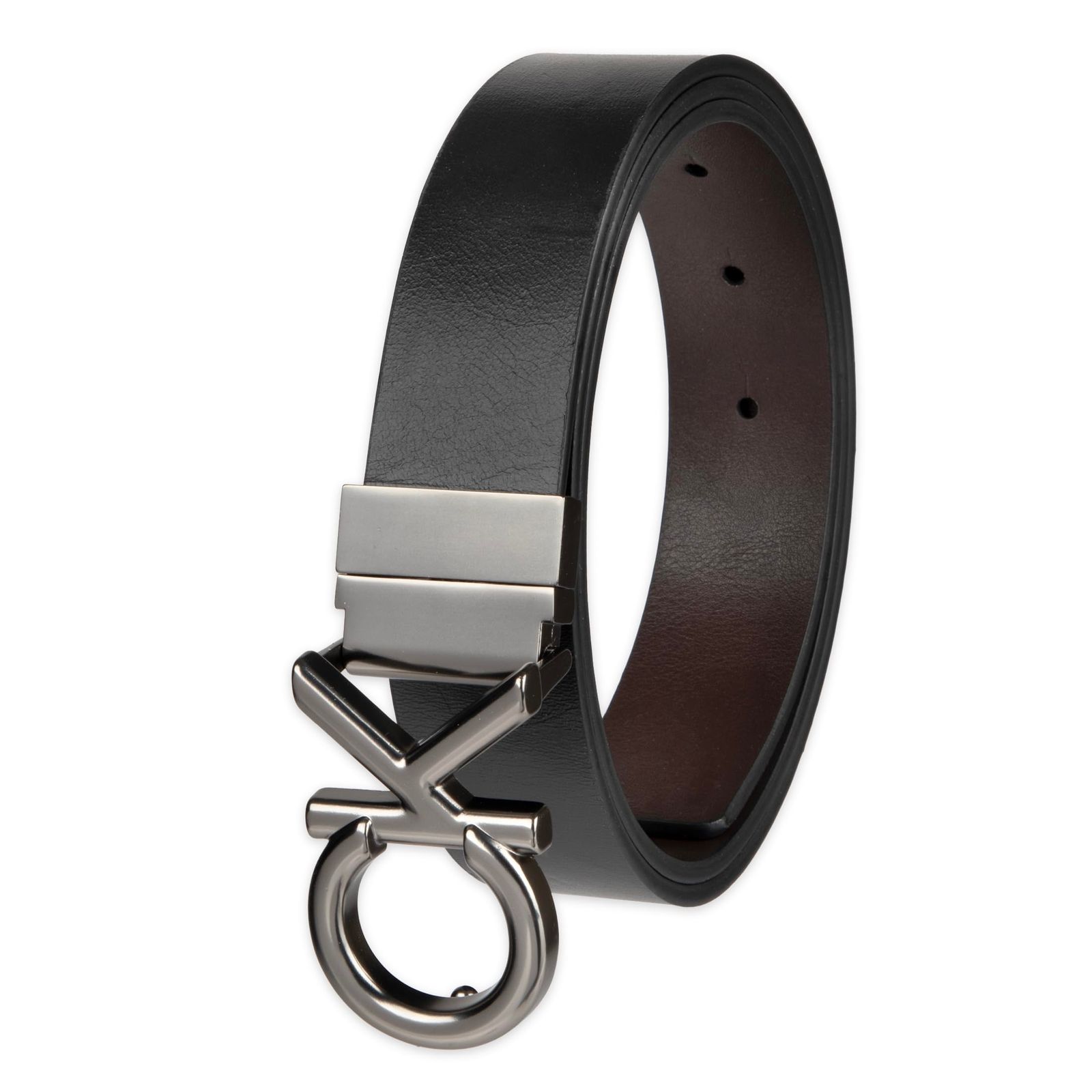 Calvin Klein ベルト Two-in-one Reversible Rotative Buckle Casual Dress Belt メンズ ブラック|ブラウンの飾り板 Large ブラック|ブラウンの飾り板 Large 38-40