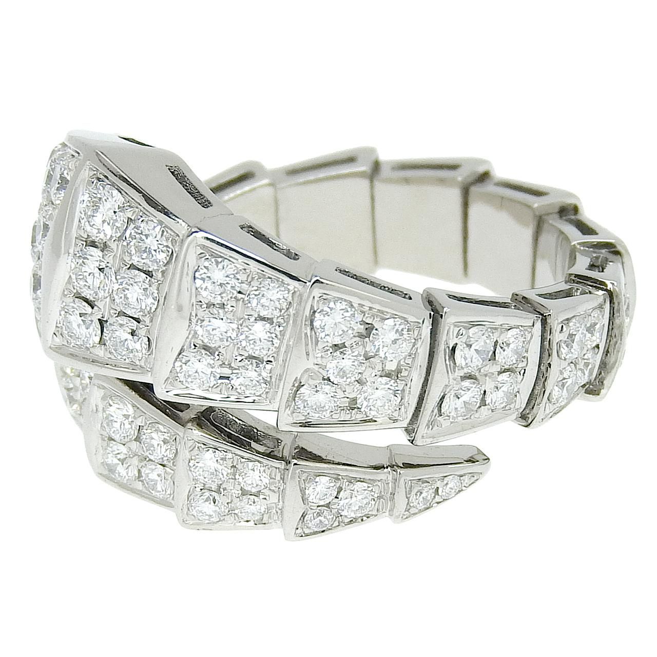 新品仕上げ K18 WG 蛇モチーフ スネーク デザイン リング ダイヤモンド 1.49ct 11.5号 18金 ホワイトゴールド 指輪 ジュエリー