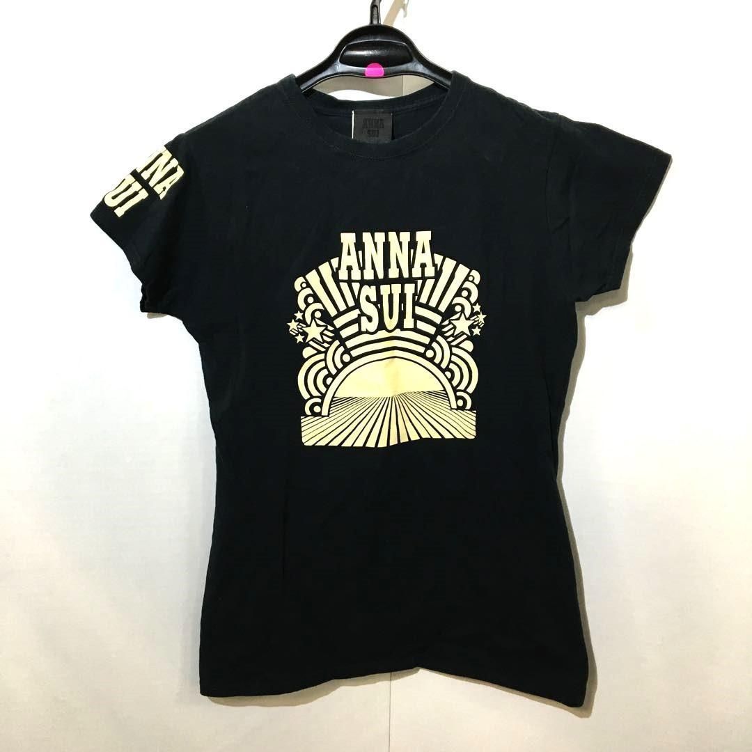 限定数のみ 【ANNA SUI アナスイ】プリント半袖Tシャツ（S）ブラック