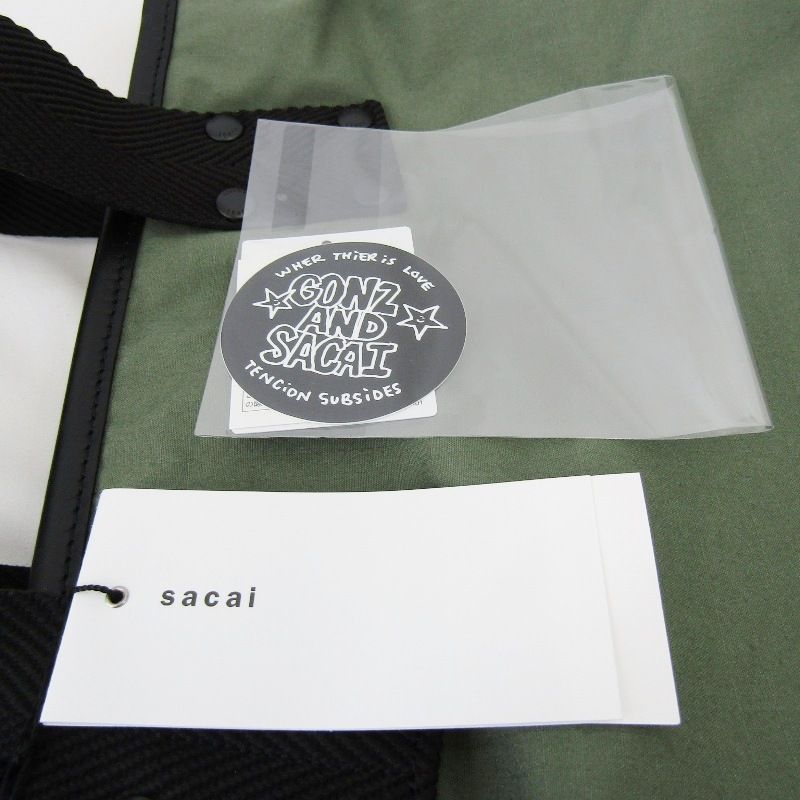 美品　sacai ゴンズ　パッチワークトートバッグ オリーブグリーン 美品 sacai ゴンズ パッチワークトートバッグ オリーブグリーン