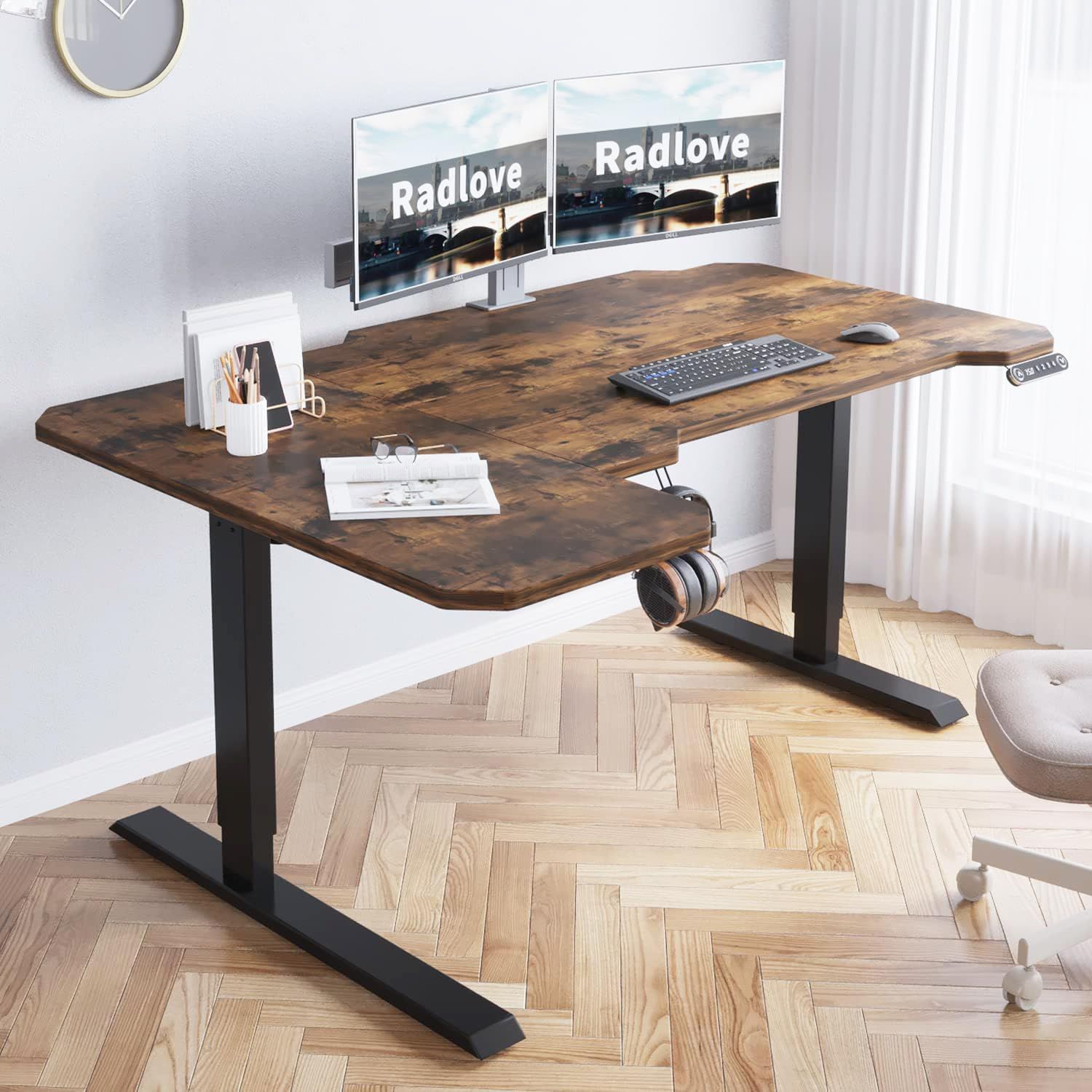 Radlove デスク 昇降式 パソコンデスク ゲーミングデスク 机 電動昇降
