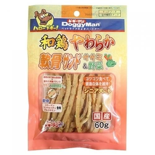 同梱不可 72個セット ドギーマンハヤシ ドギーマン和鶏やわらか軟骨サンドささみ-野菜60g