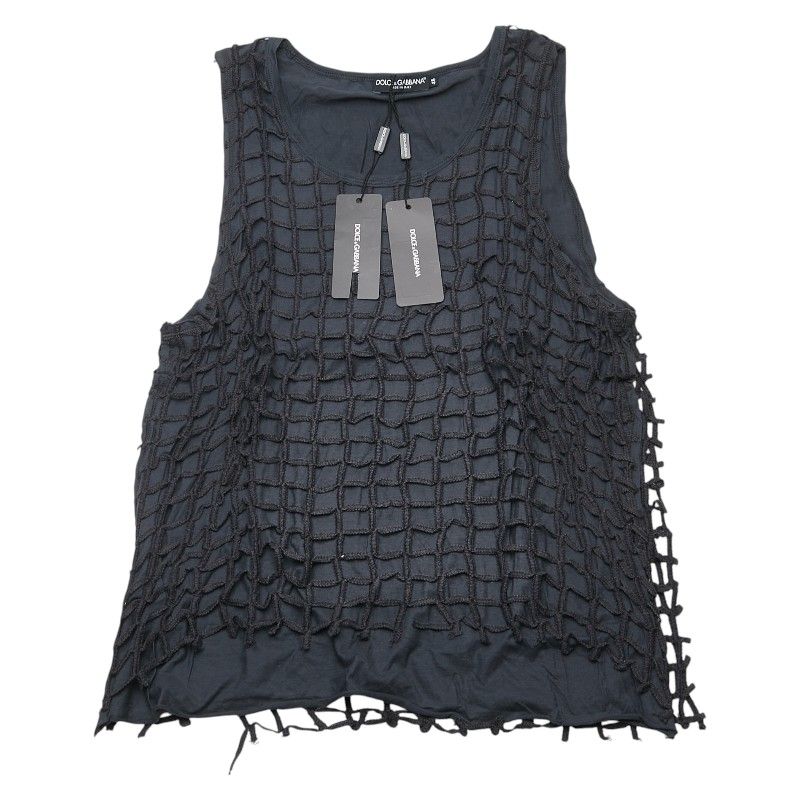 ドルチェアンドガッバーナ メッシュ レイヤード タンクトップ サイズ 48 ダークグレー コットン メンズ DOLCE-GABBANA 1-0231089
