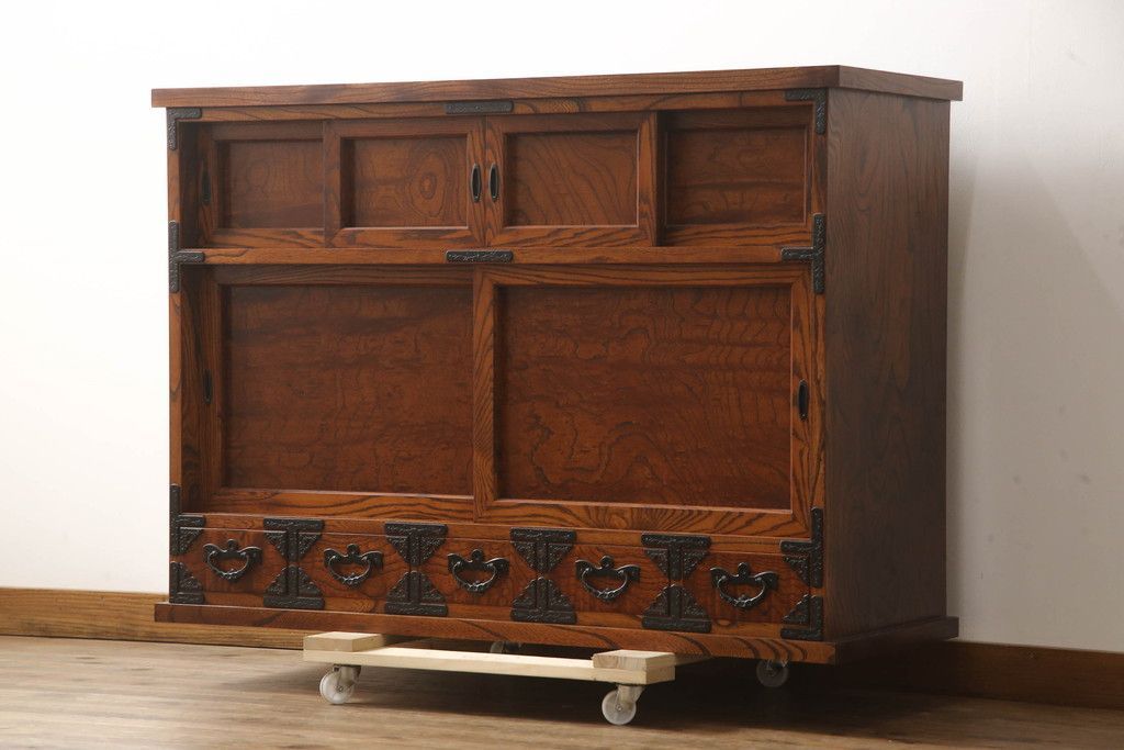 美品】欅材 煎茶棚 茶箪笥 和家具 唐木 アンティーク 915-1 欅材 茶箪笥