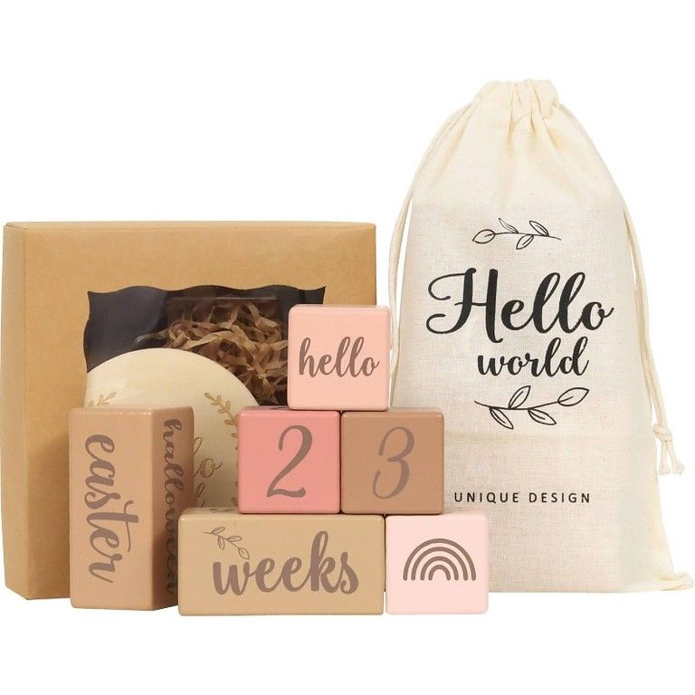 出産祝いや成長記録に 天然木製ベビー月齢フォトマイルストーン
