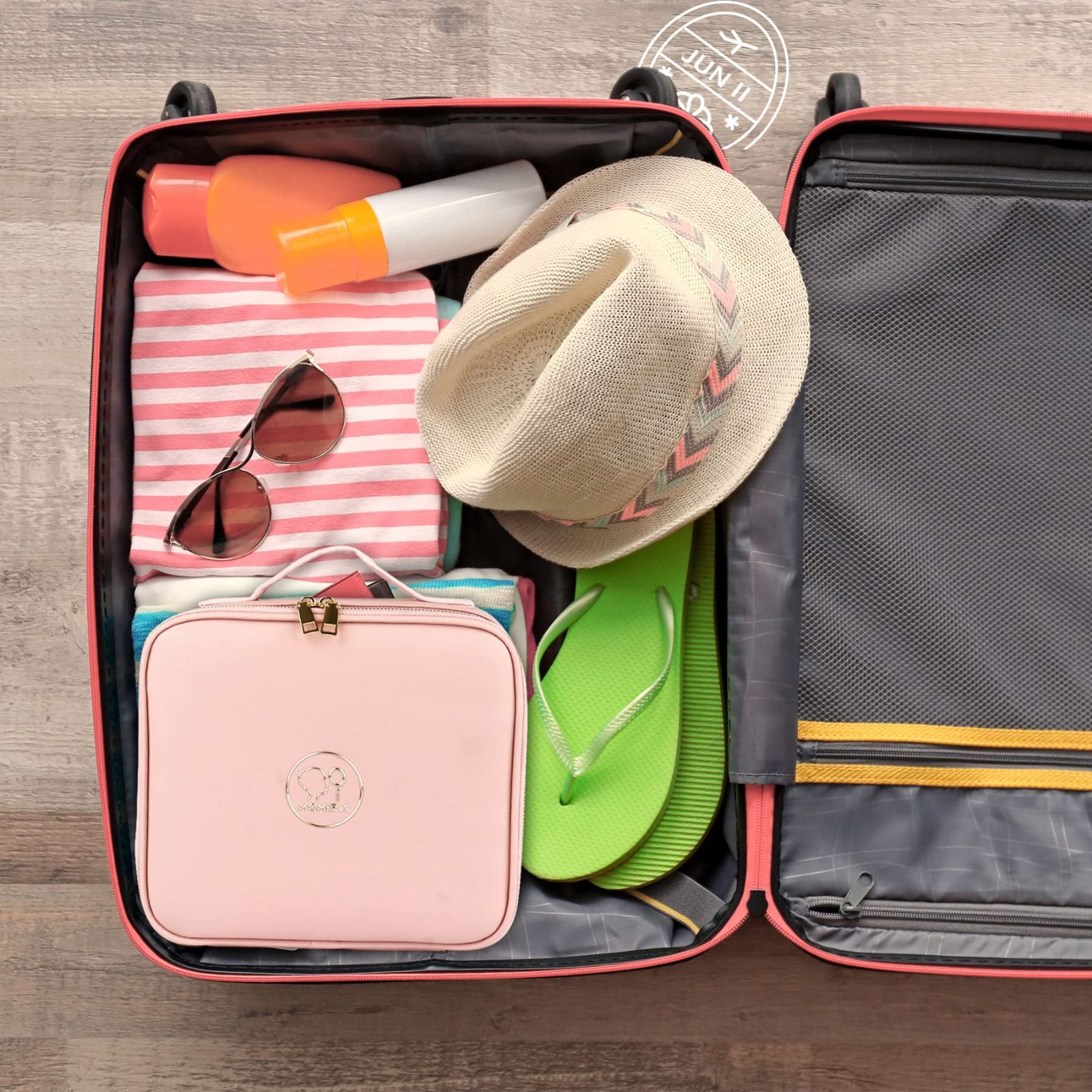 ハリウッドミラーメイクボックス プロ使用 大容量 キャリーケース