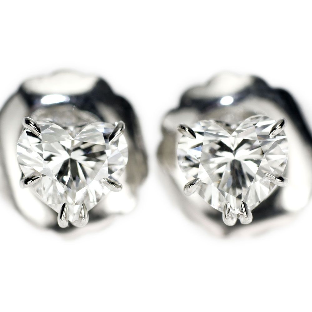 ハリーウィンストン Pt950/ K18WG ハートシェイプ ダイヤモンド ピアス