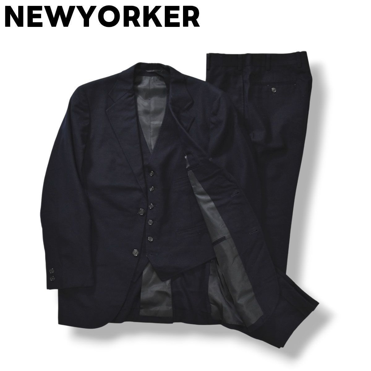 ニューヨーカー NEWYORKER 3ピース 段返り3B ウール スーツ テーラード 
