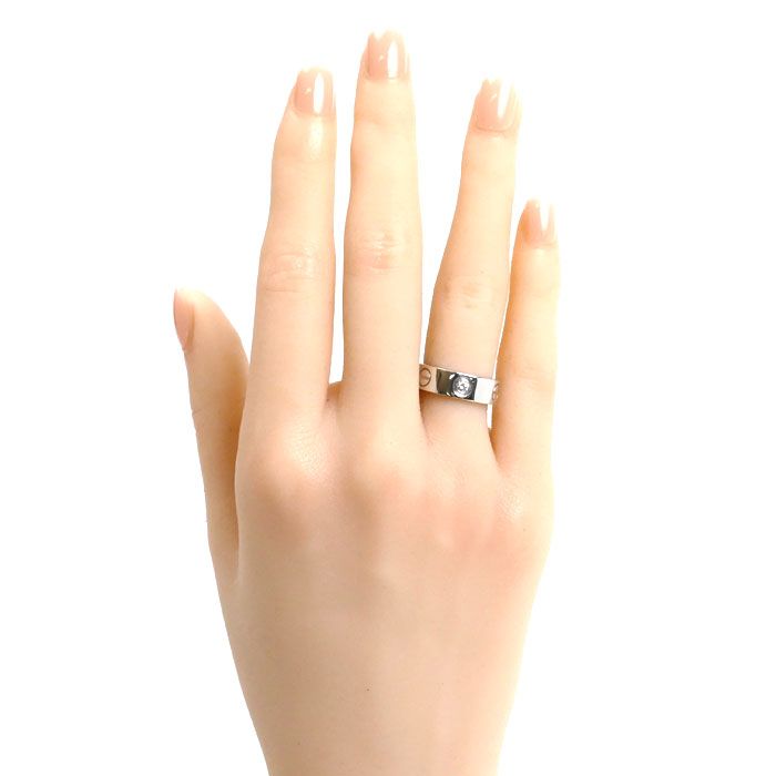 CARTIER カルティエ K18WG ホワイトゴールド ラブ ハーフダイヤ リング  