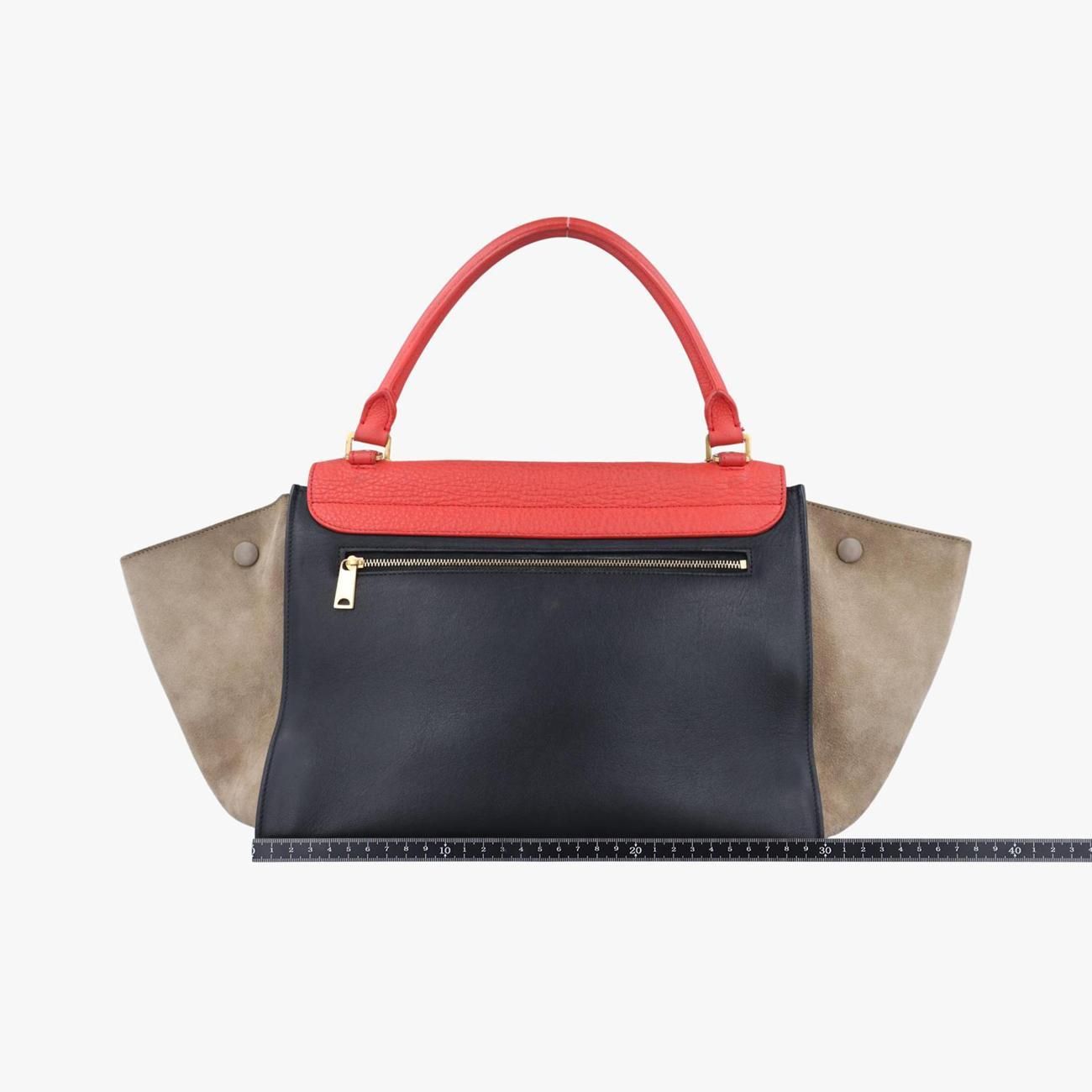 セリーヌ Celine ショルダーバッグ レディース トラペーズミディアム レッド×ブラック×ベージュ レザー×スエード F-CU-0154 -  メルカリ