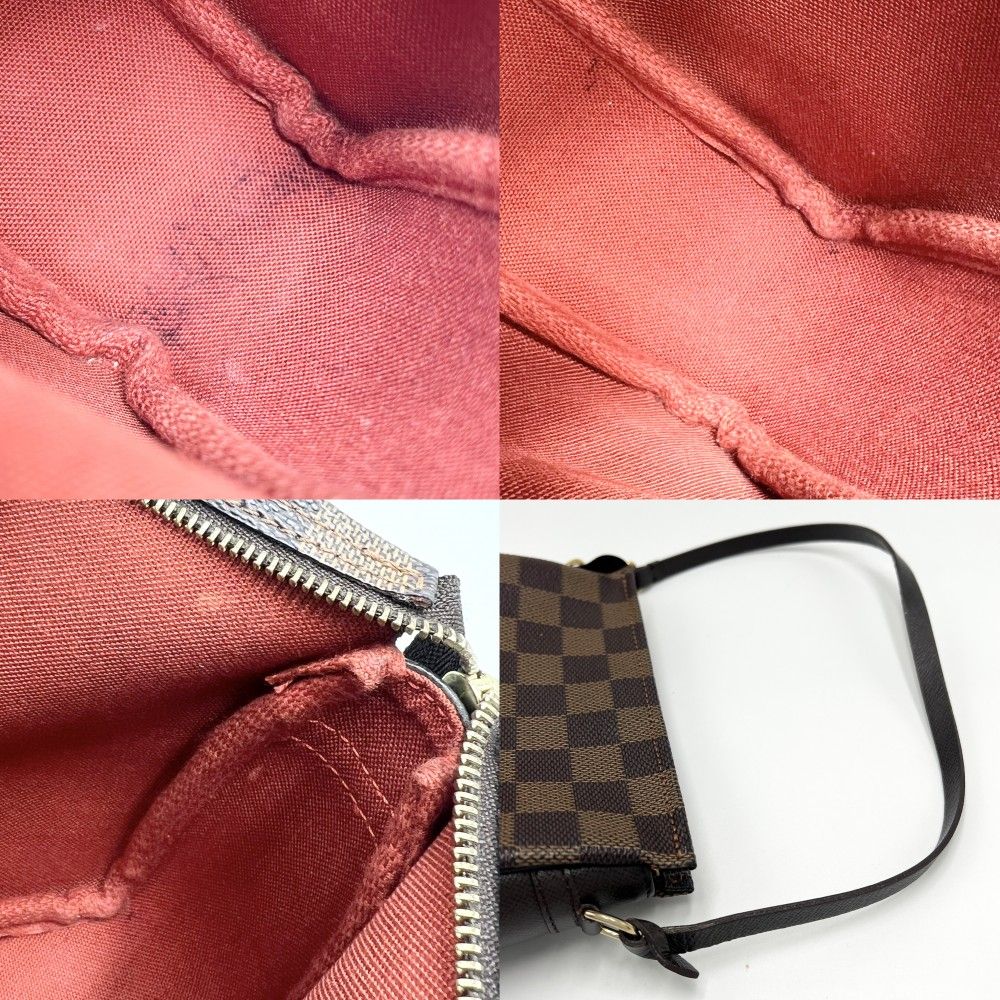 在庫一掃 ルイヴィトン ハンドバッグ レディース トゥルースメイクアップ ポーチ 化粧ポーチ ミニハンドバッグ LOUIS VUITTON N51982 ダミエキャンバス ブラウン 茶 ゴールド金具 品 DECORATOM_COM_BR