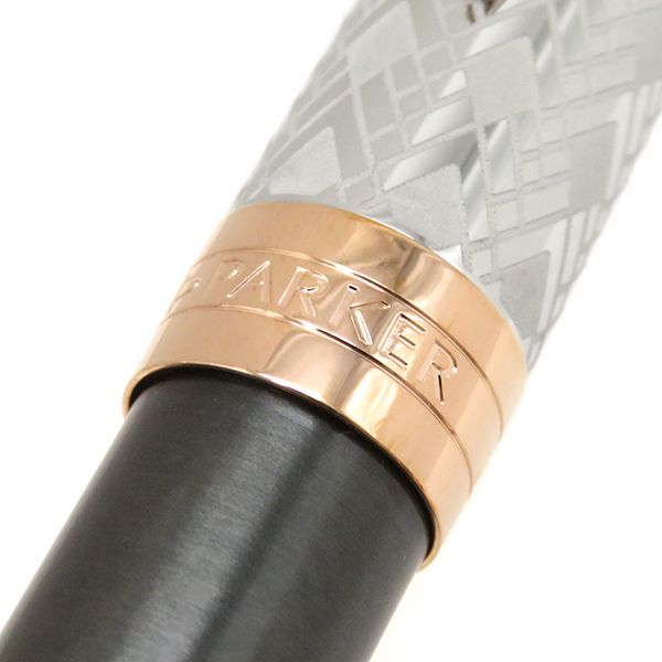 Parker - パーカー PARKER ボールペン ソネット プレミアム メタル＆グレイPGT ステンレス GP ラッカー シルバーXグレーXピンクゴールド 中字 黒インク 筆記確認済み 2119791 【ケース】【中古】 パーカー PARKER ボールペン ソネット プレミアム メタル