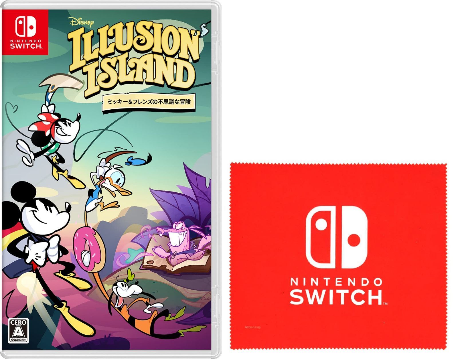 【在庫処分】ディズニー イリュージョンアイランド ～ミッキー＆フレンズの不思議な冒険～ -Switch Nintendo Switch ロゴデザイン マイクロファイバークロス 同梱