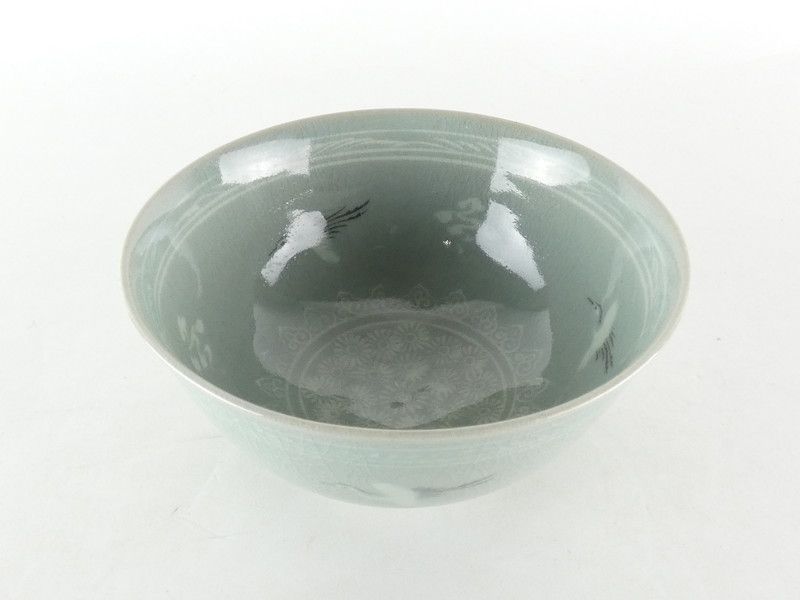 抹茶茶碗 青磁 柳海剛 童子 美術品・アンティーク・コレクション