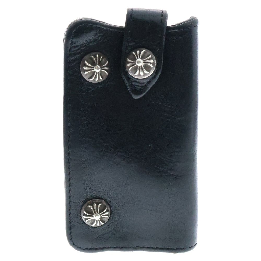 CHROME HEARTS クロムハーツ KEY CASE クロスボタン レザーキーケース ブラック|シルバー