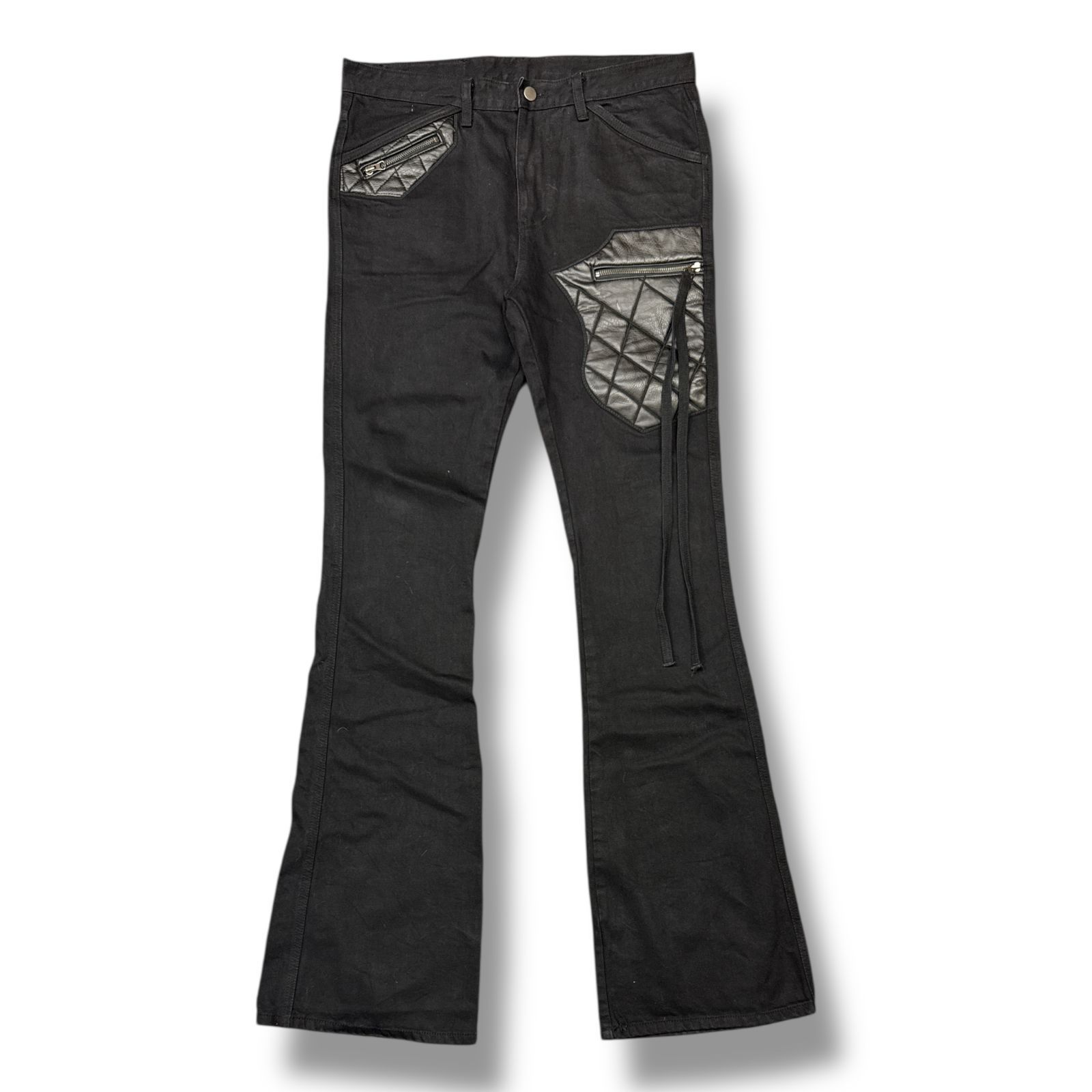 参考上代39600円 EMOSTANCECLUB LEATHER PATCHED BIKER FLARE
