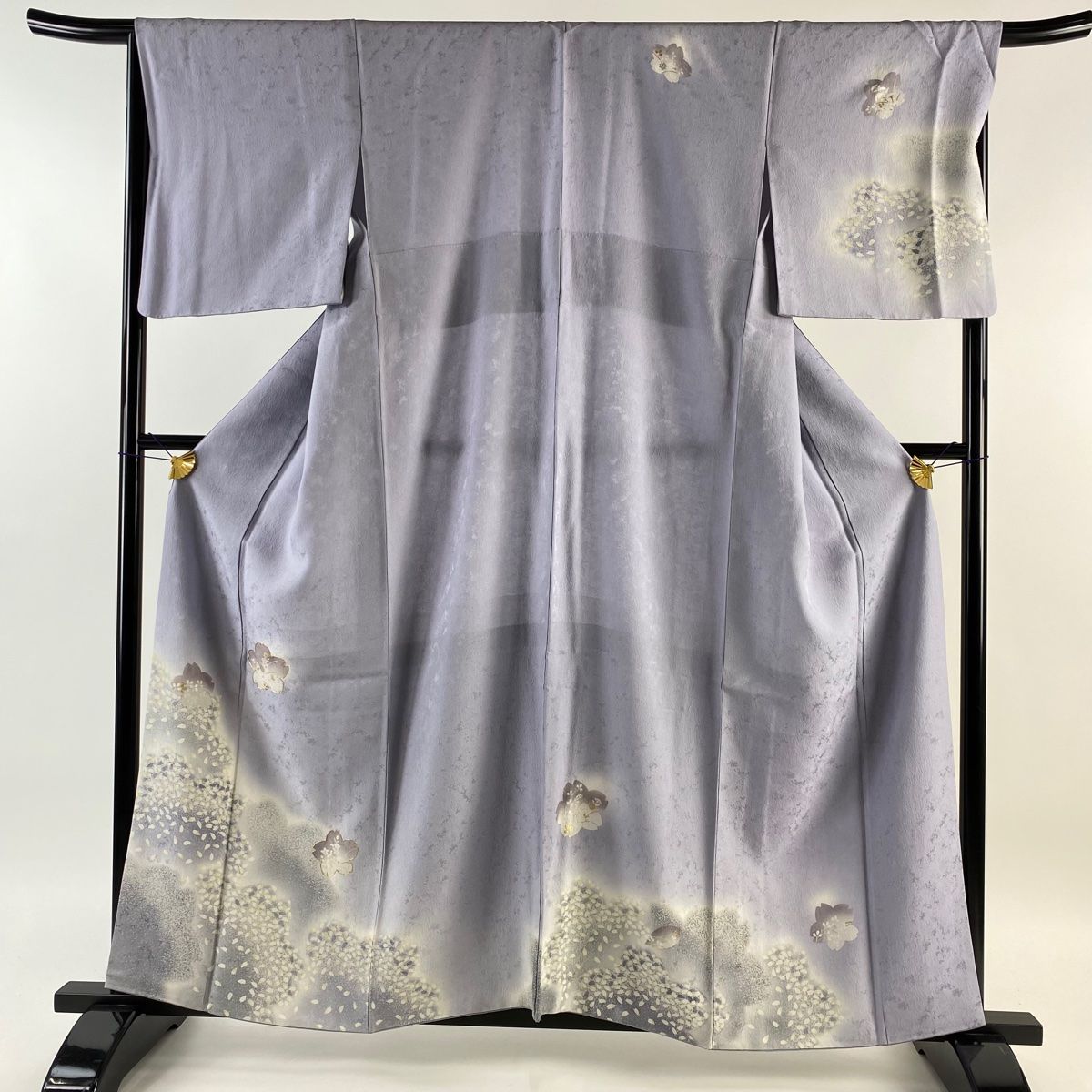 訪問着 身丈158cm 裄丈67.5cm L 袷 桜 桜の花びら 金糸 金銀彩 薄紫  