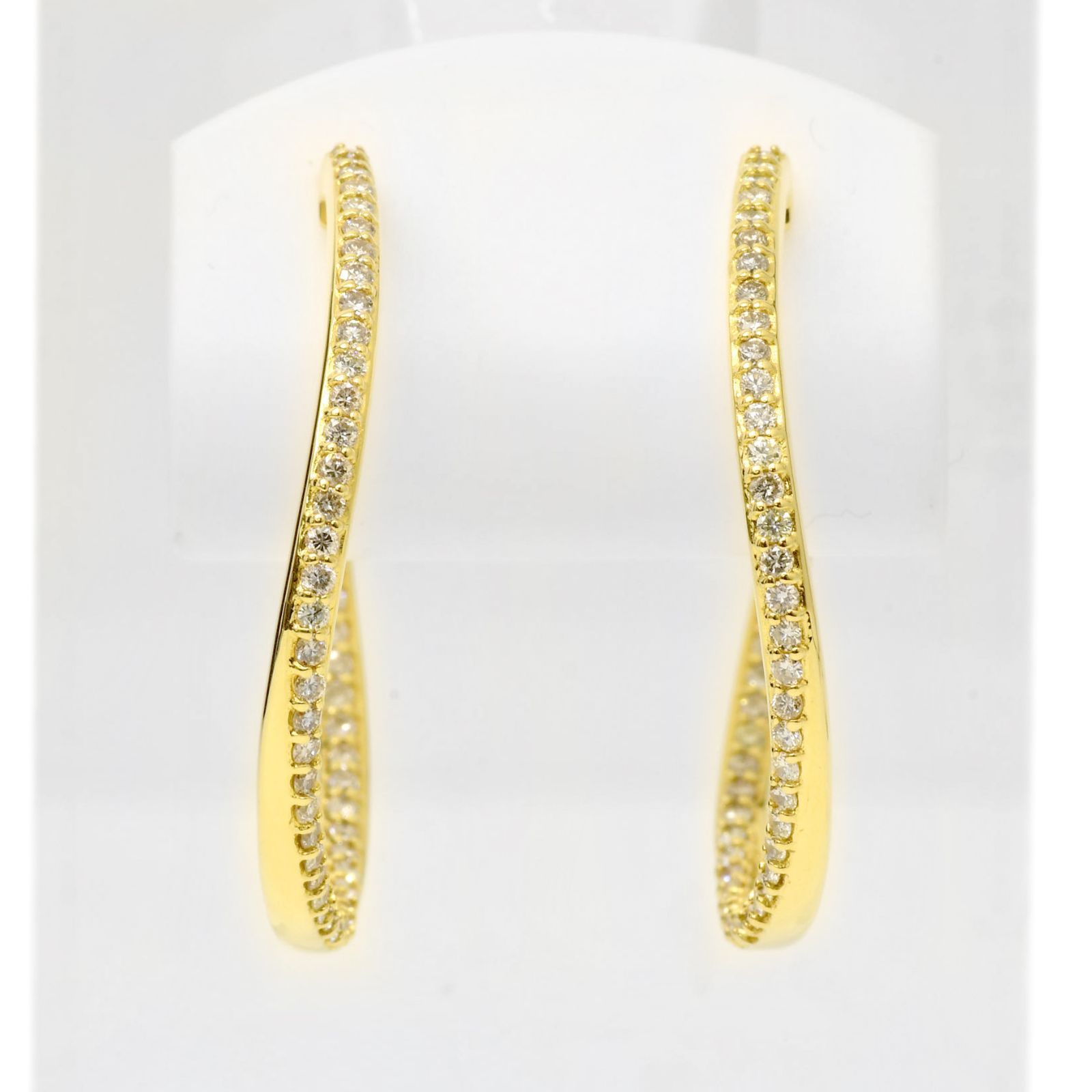 K18 ダイヤ フープ ピアス 0.76ct/0.76ct 14.8g YG イエロー ゴールド