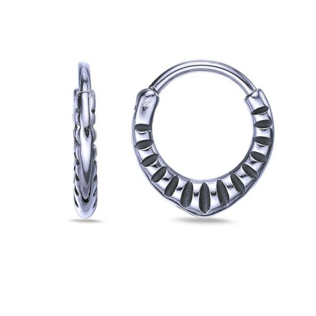 リンクス メンズ ピアス イヤリング Men s LYNX Black Ion Plated Stainless Steel Hoop Earrings Stainless