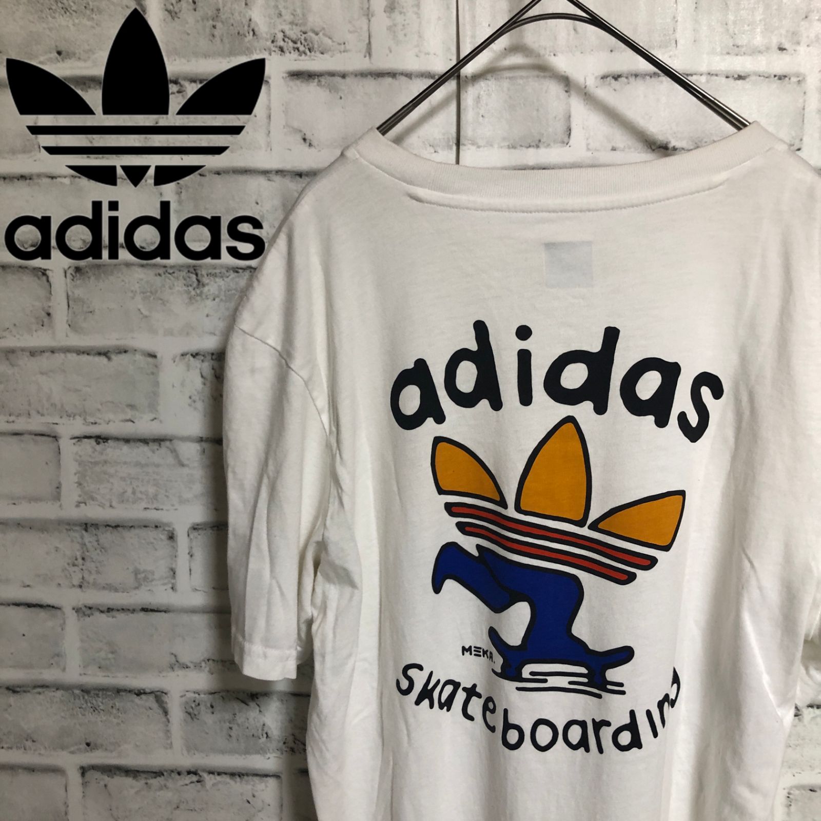 adidas⭐️skate boarding Tシャツ L トレファイルロゴ 白