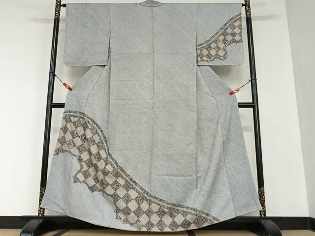 平和屋着物●訪問着 総絞り 刺繍 花鳥文 金彩 正絹 AAAU8269zg