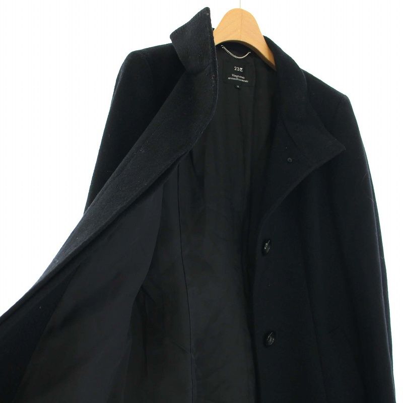 23区 オンワード樫山 ウールコート アンゴラ リボンベルト ミドル丈