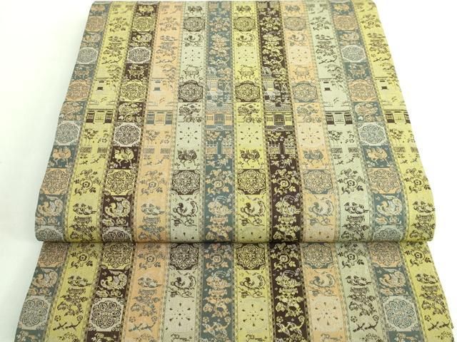 平和屋着物■極上　九寸名古屋帯　花唐草　蒸栗色地　逸品　DZAA7755kh5 平和屋着物□極上 九寸名古屋帯 花唐草 蒸栗色地 逸品 DZAA7755kh5