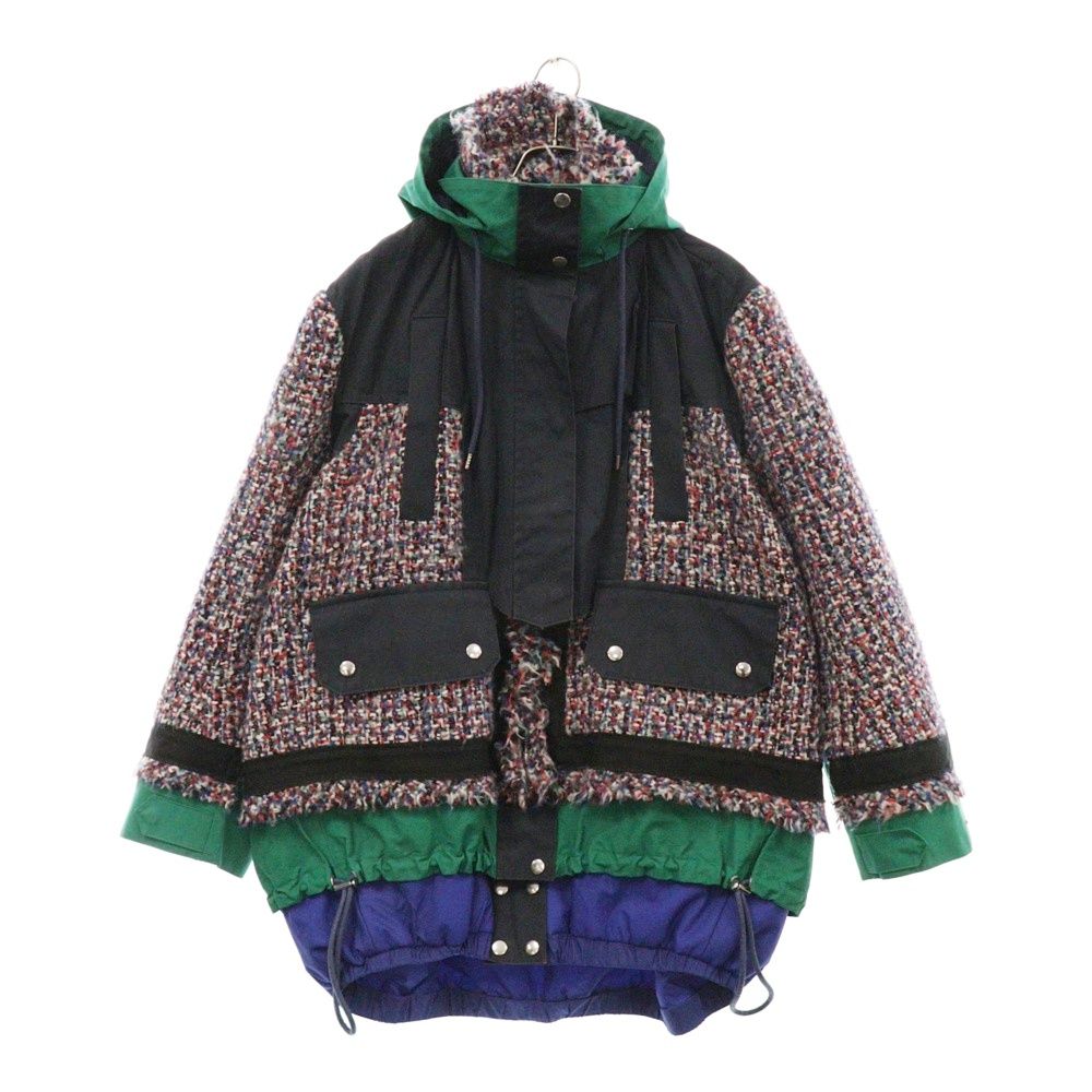 Sacai (サカイ) 17AW ツイード ドッキング フード ジップアップ