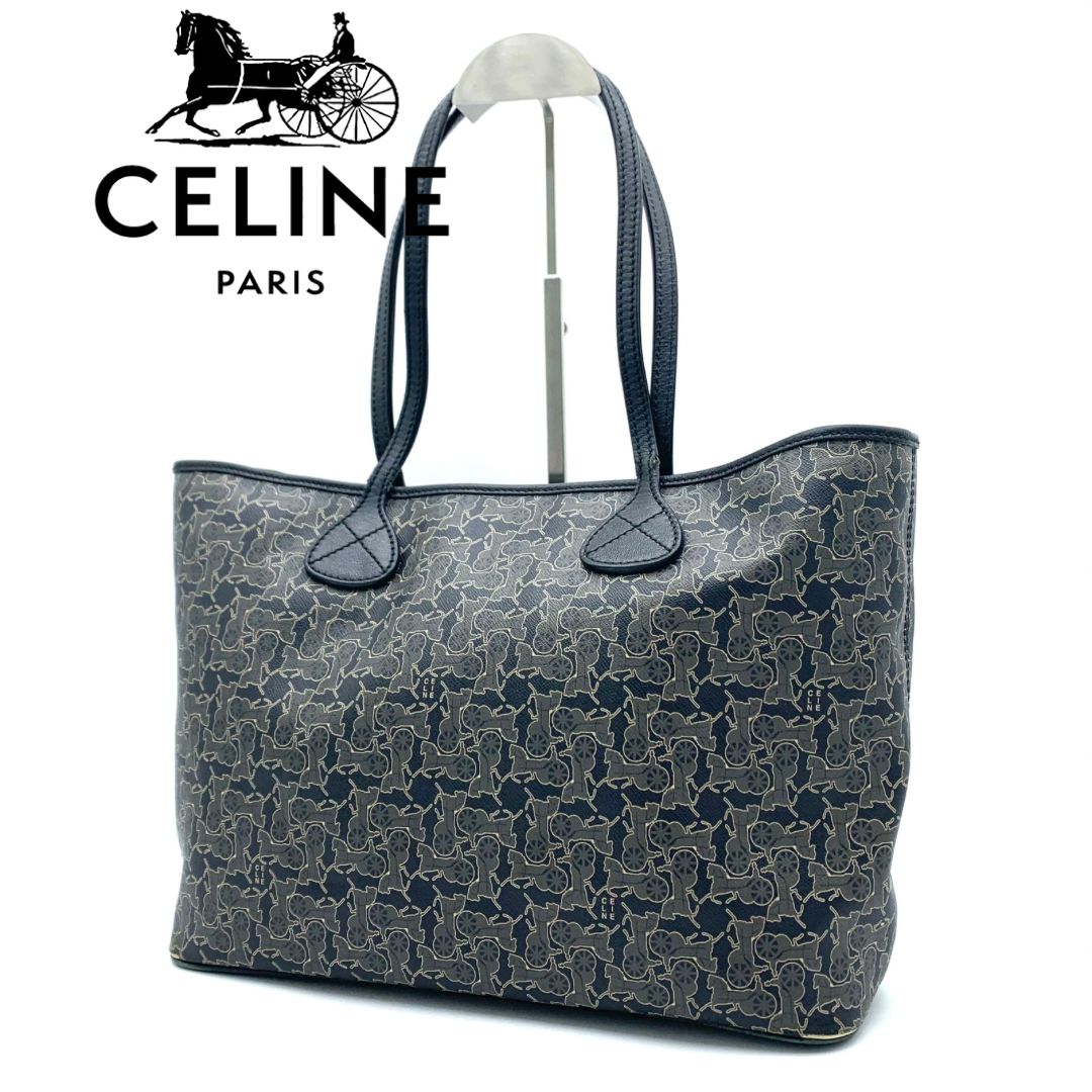 CELINE サルキー PVC レザー ミニマルシェ トートバッグ ビジネス 