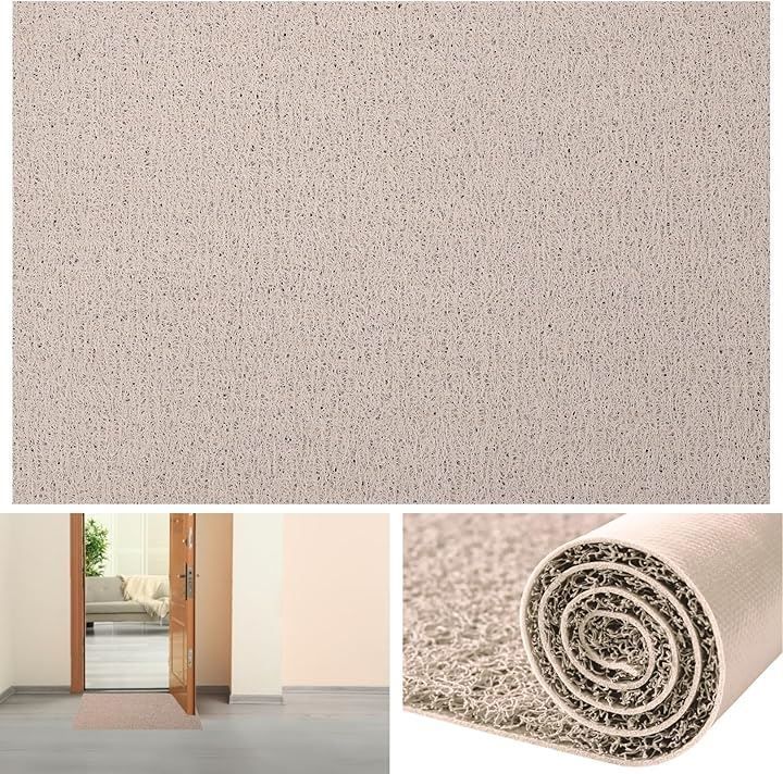 新品3world 玄関マット 無地 屋内 屋外 ループ状 泥落とし 滑り止め付 SW2322ライトベージュ 60x90(ライトベージュ(60x90))