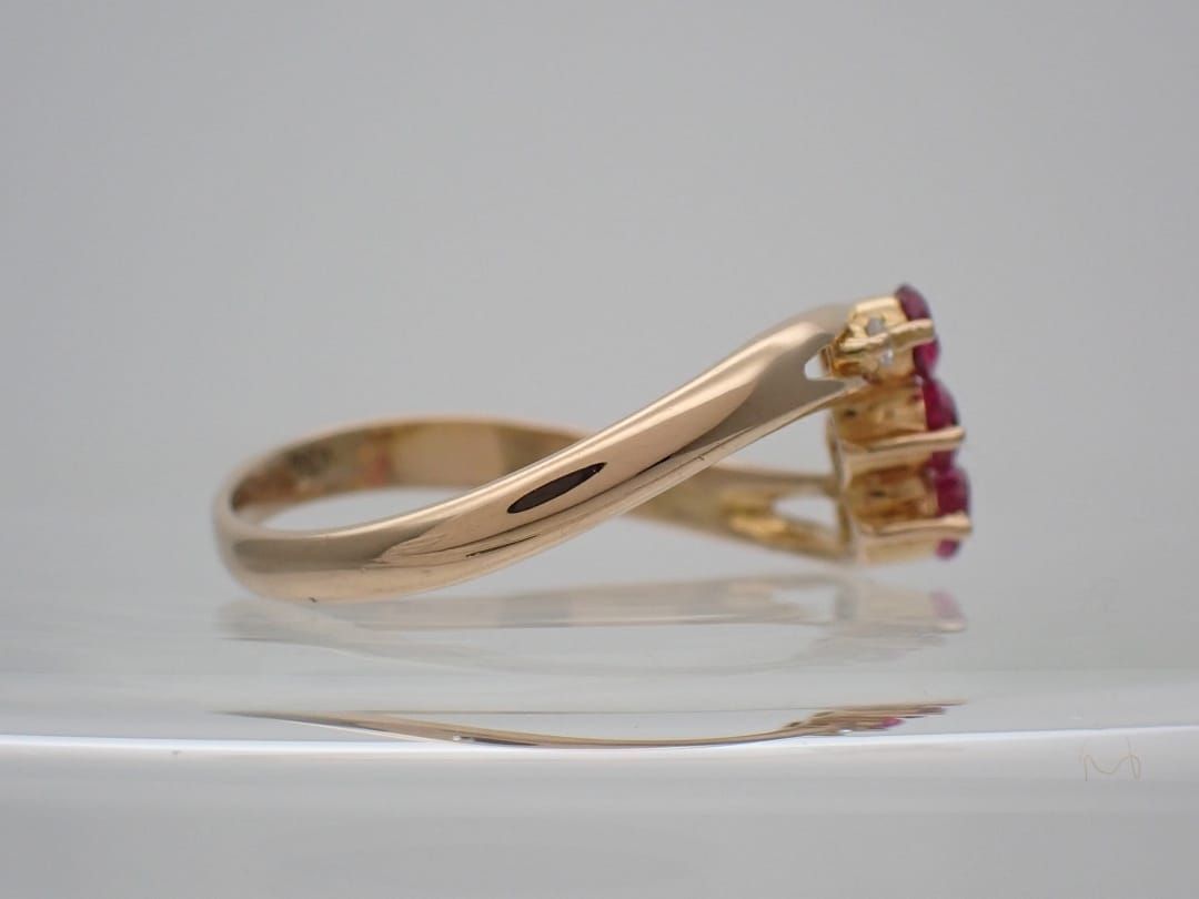 K18 イエローゴールド ルビー ダイヤリング 約8号 1.64g 中古A- 【送料  