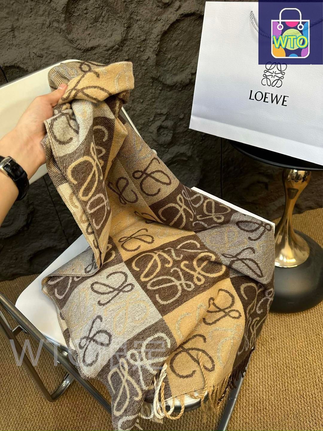 LOEWE ウールスカーフ グレー LOEWE ウールスカーフ グレー